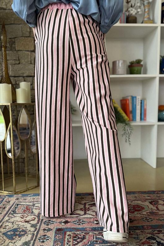 Marlowe Stripe Wide Leg Lounge Trouser Pink
